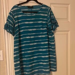 Lane Bryant Blue Boxy Ruffled Blouse